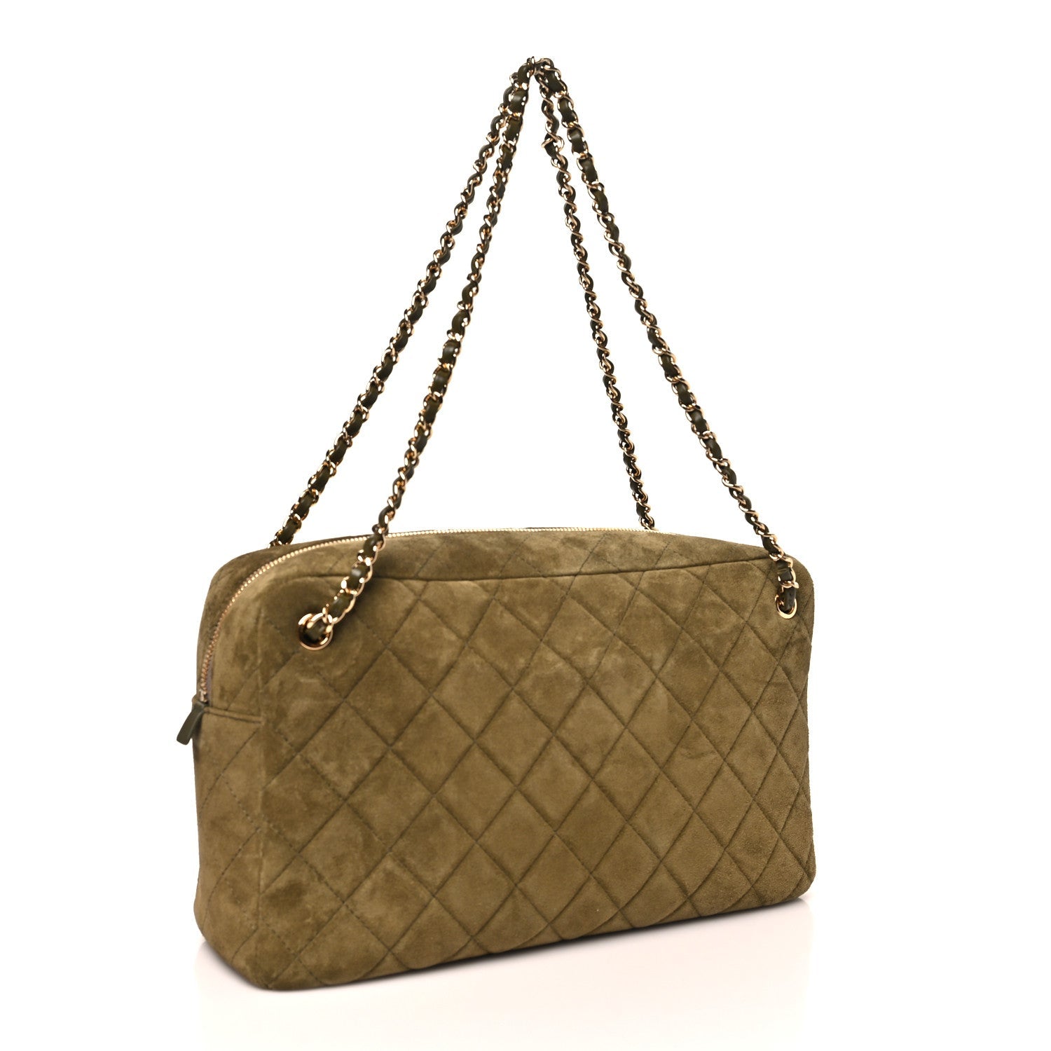 Suede Calfskin Quilted Camerissimo Camera Case Dark Khaki