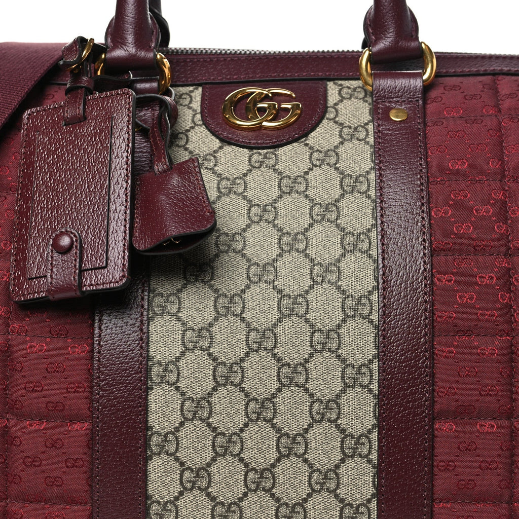Monogram GG Mignon Textured Dollar Calfskin GG Supreme Monogram Quilted Medium Savoy Duffle Bag Burgundy Beige Ebony