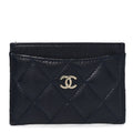 Caviar Quilted Card Holder Navy