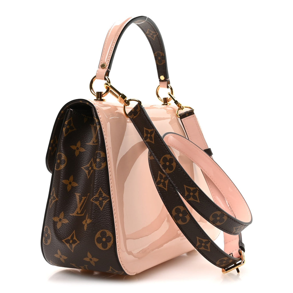 Patent Calfskin Monogram Cherrywood PM Rose Ballerine