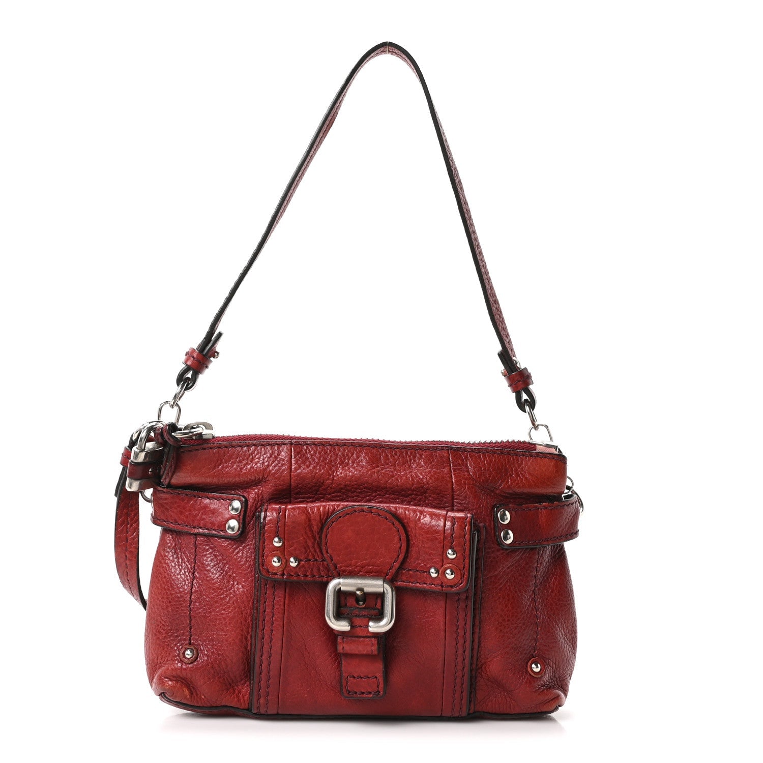 Grained Calfskin Small Paddington Crossbody  Dark Red