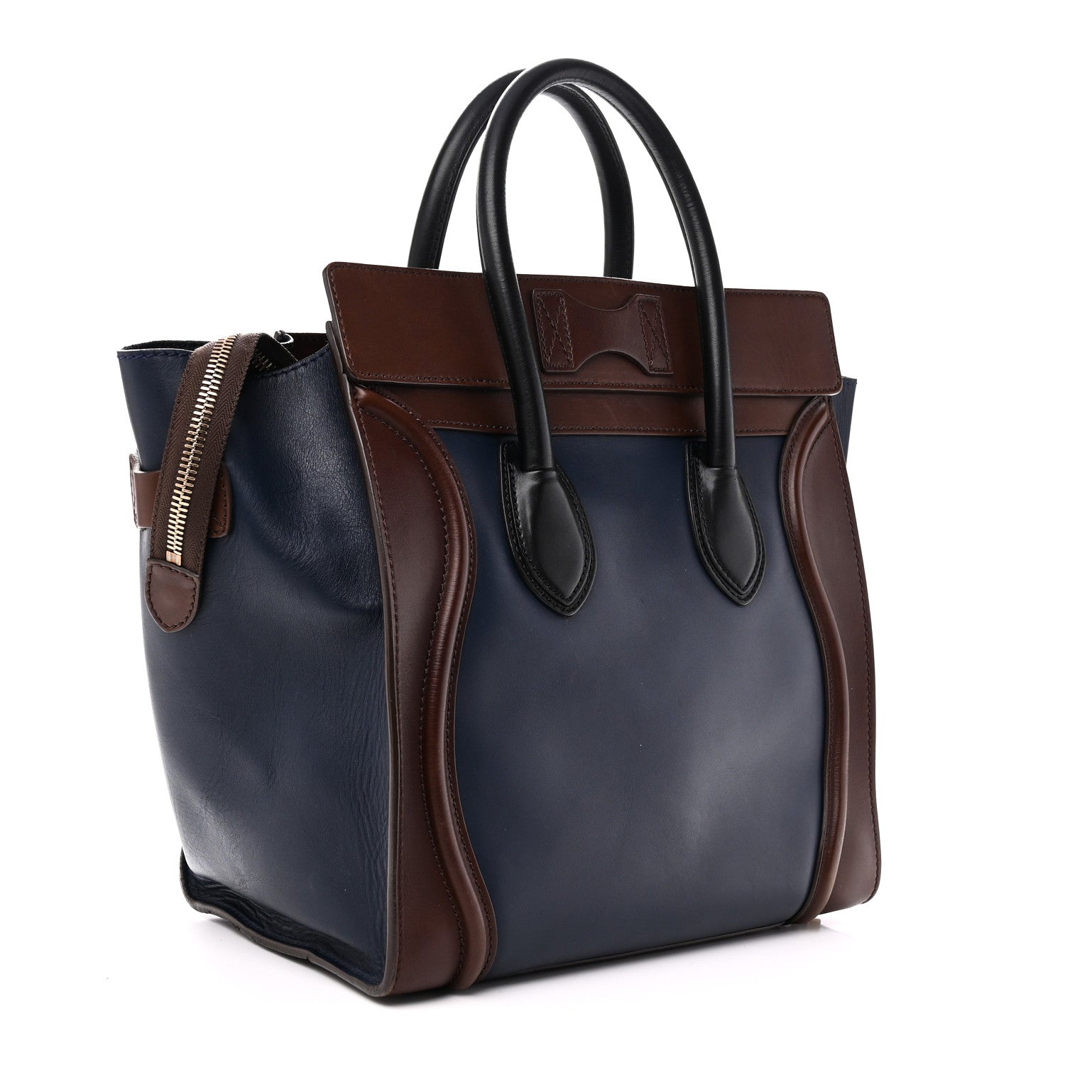 Smooth Calfskin Mini Tri-Color Luggage Navy