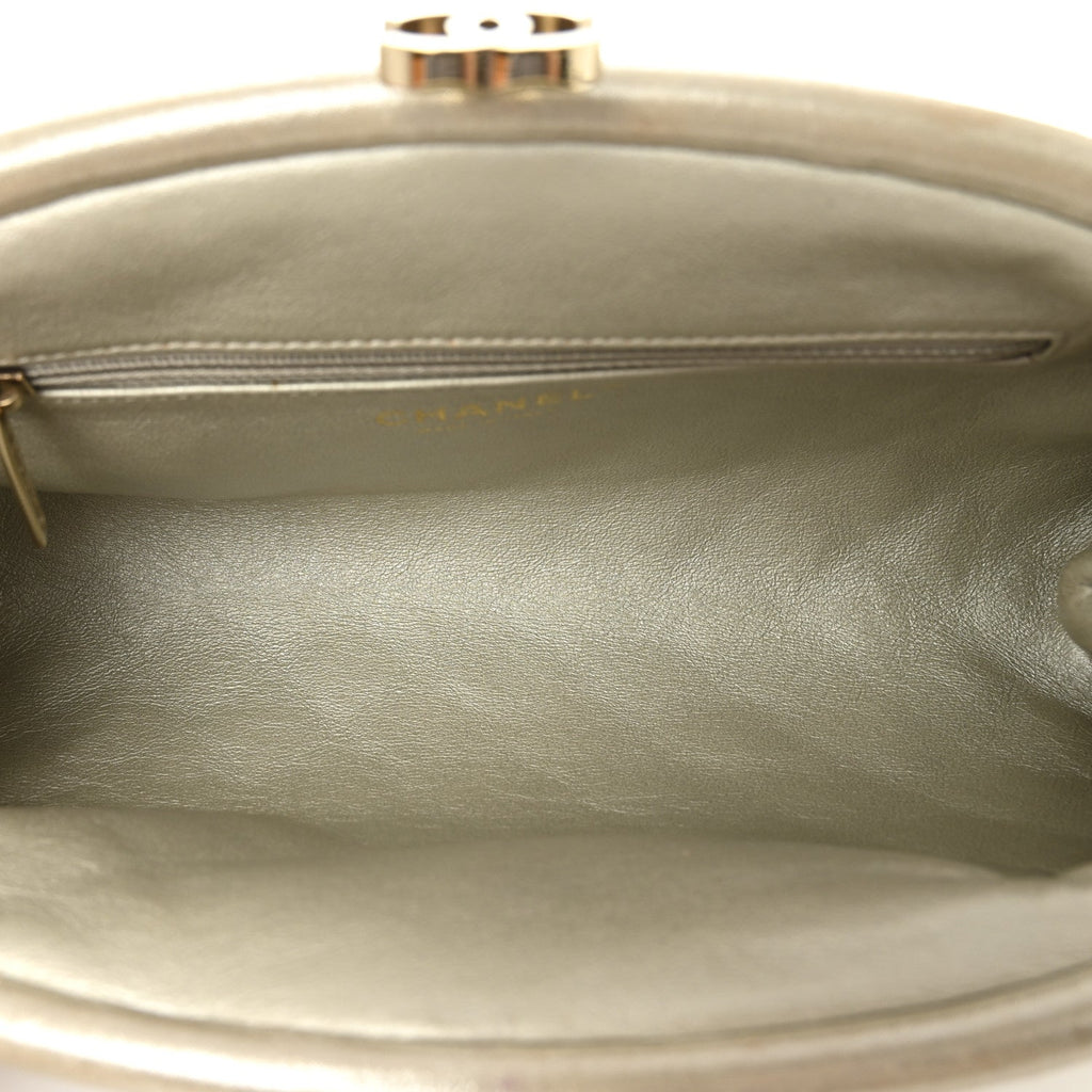 Metallic Calfskin Quilted Timeless Clutch Gold