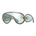 Loewe Sunglasses Shield Full Rim, Light Grey/Gold Frame and Grey Gold Mirror Lens LW40108I24C