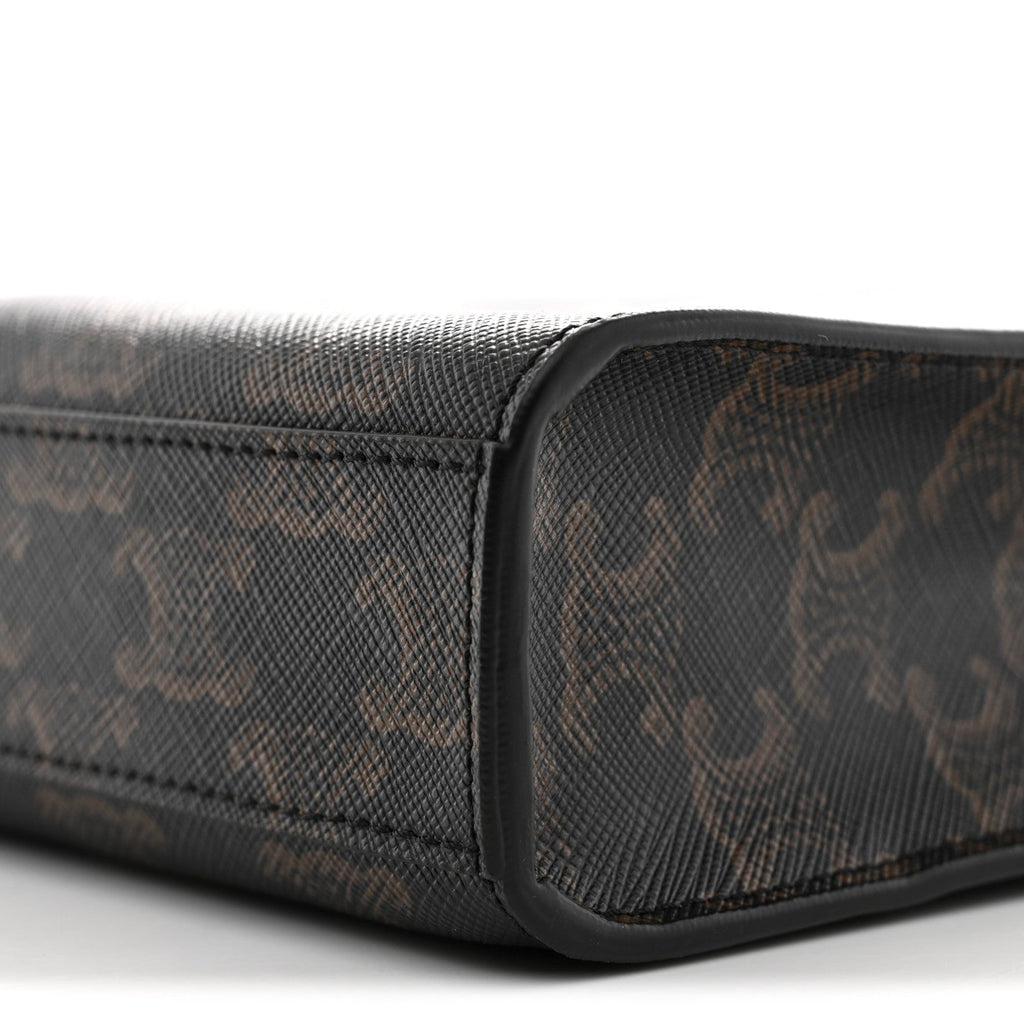 Triomphe Canvas Calfskin Mini Vertical Cabas Tan