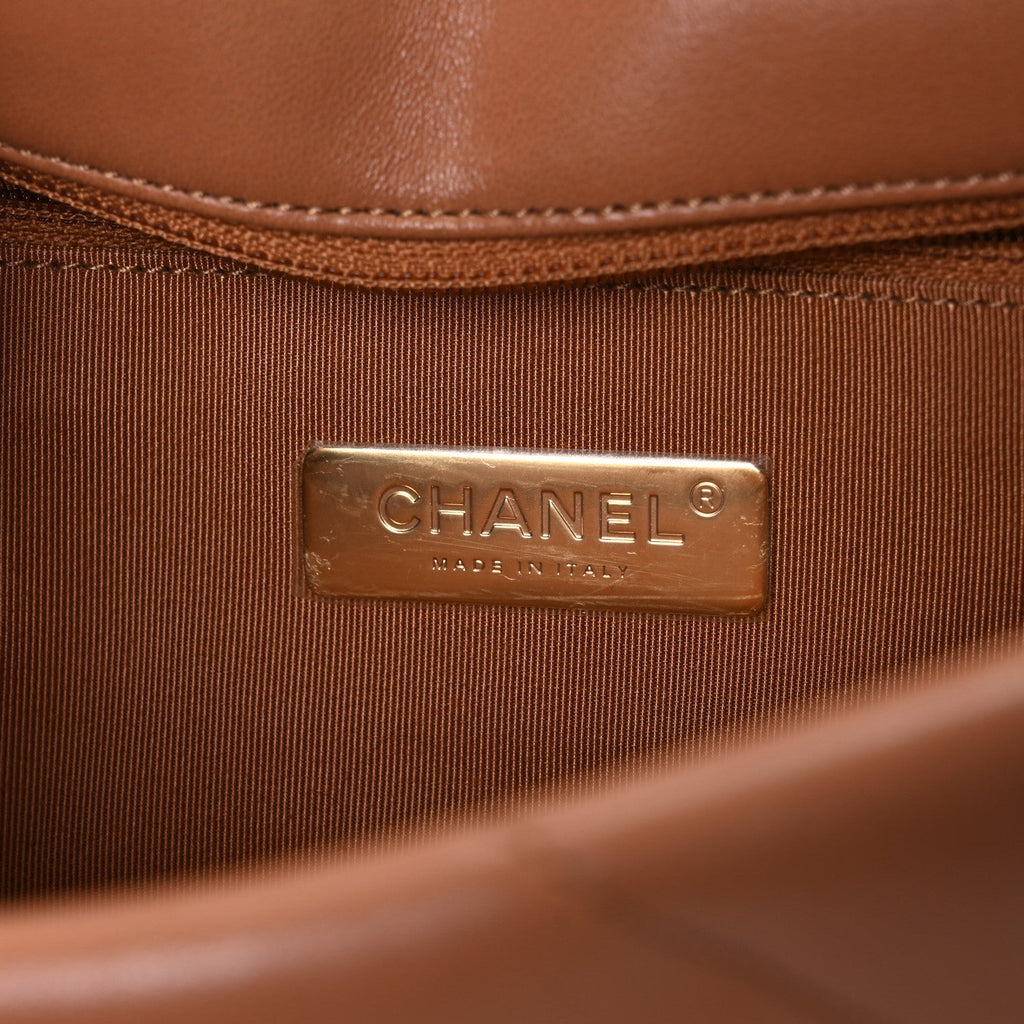 Lambskin Quilted Medium Chanel 19 Flap Brown