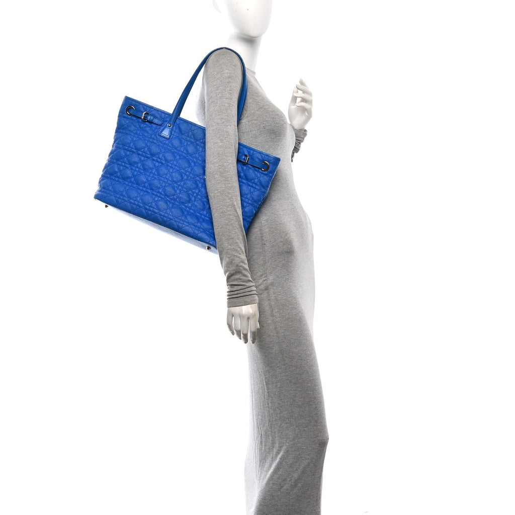 Coated Canvas Cannage Large Panarea Tote Blue