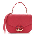 Grained Calfskin Quilted Small Cuba Top Handle Flap Pink