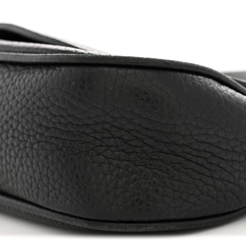 Pebbled Calfskin Medium Soho Flap Crossbody Black