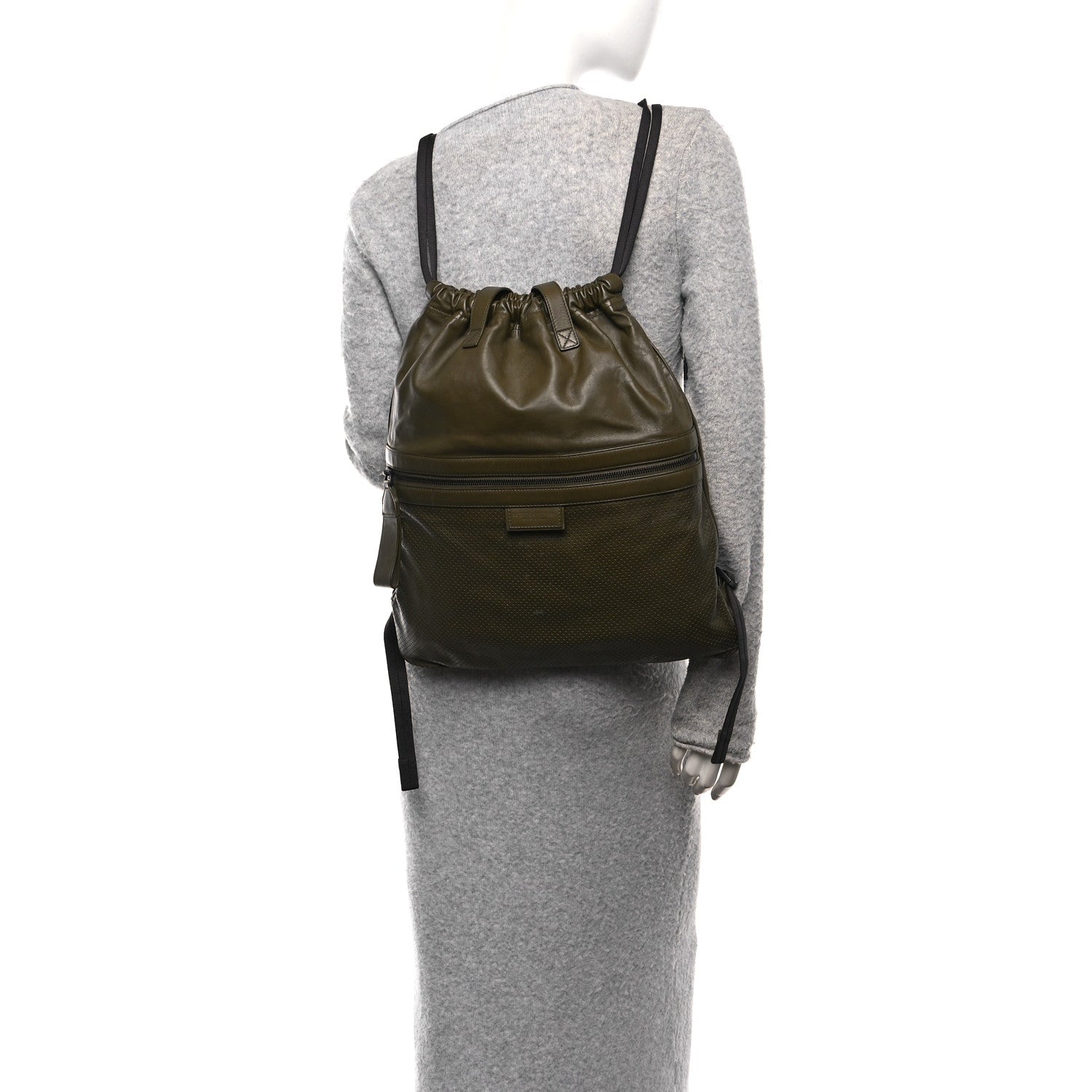 Nappa Perforated Leggero Drawstring Backpack Mustard