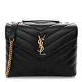 Calfskin Y Quilted Monogram Small Loulou Chain Satchel Black