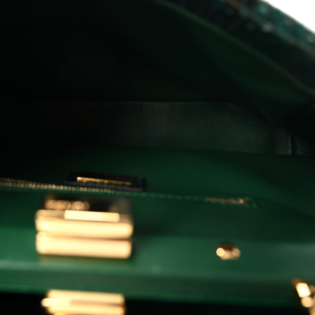 Snakeskin Shiny Nappa Mini Peekaboo Iconic Satchel Green