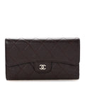 Caviar Quilted Large Flap Wallet Burgundy
