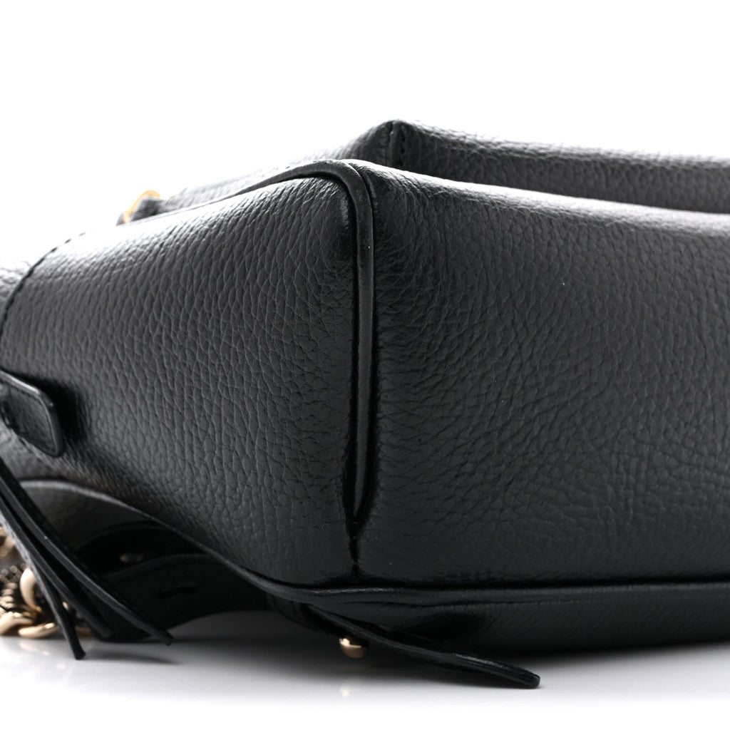 Pebbled Calfskin Soho Chain Backpack Black