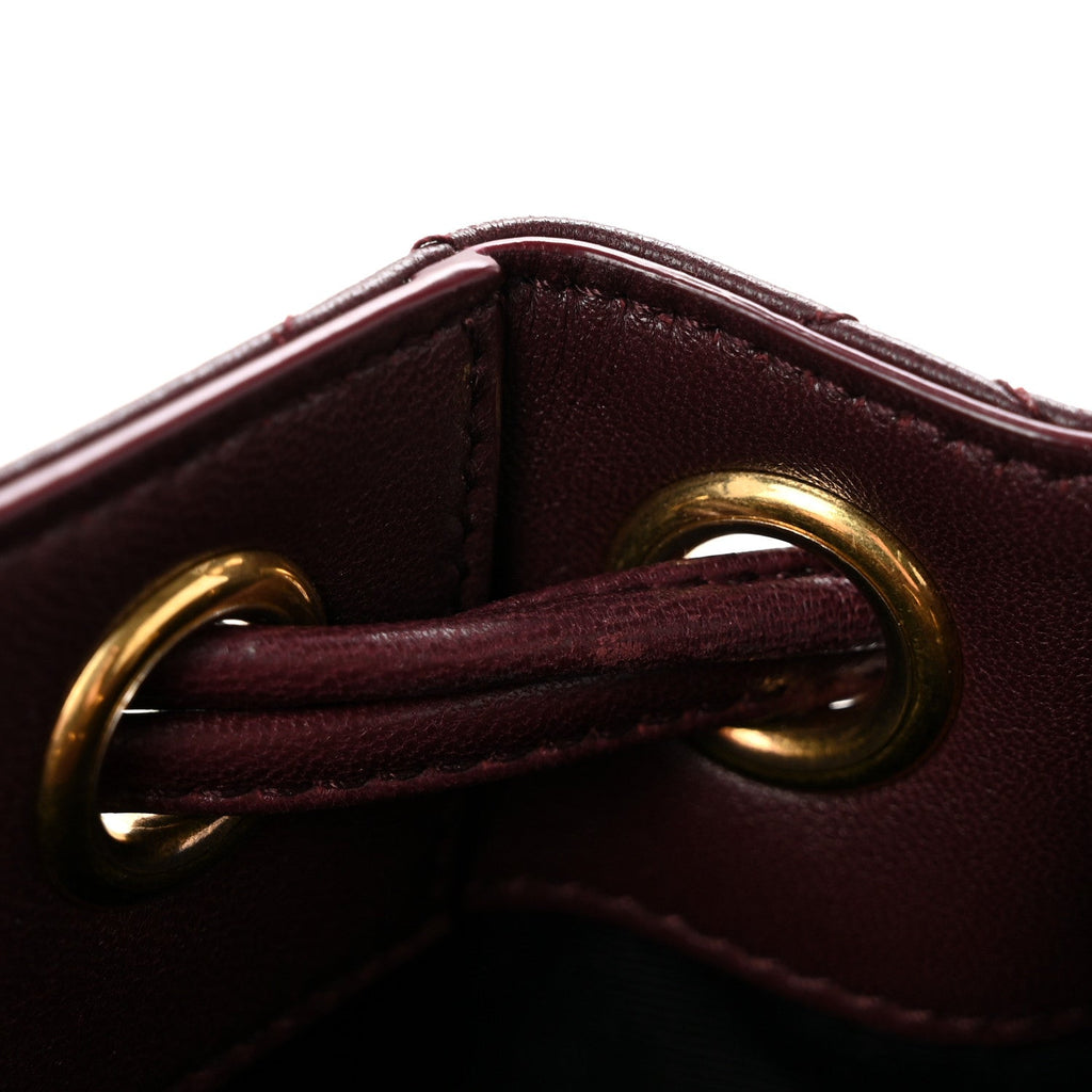 Lambskin Carre Quilted Cassandre Small Bucket Bag Hot Wine