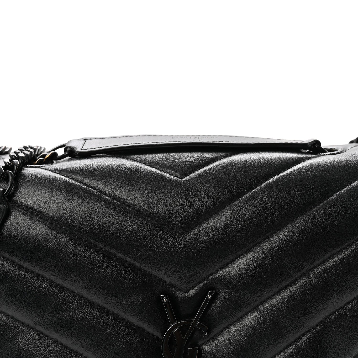 Calfskin Y Quilted Monogram Medium Loulou Chain Satchel Black