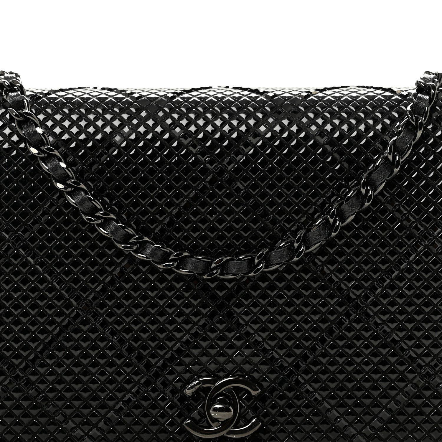 Lambskin Studded Wallet On Chain WOC Black