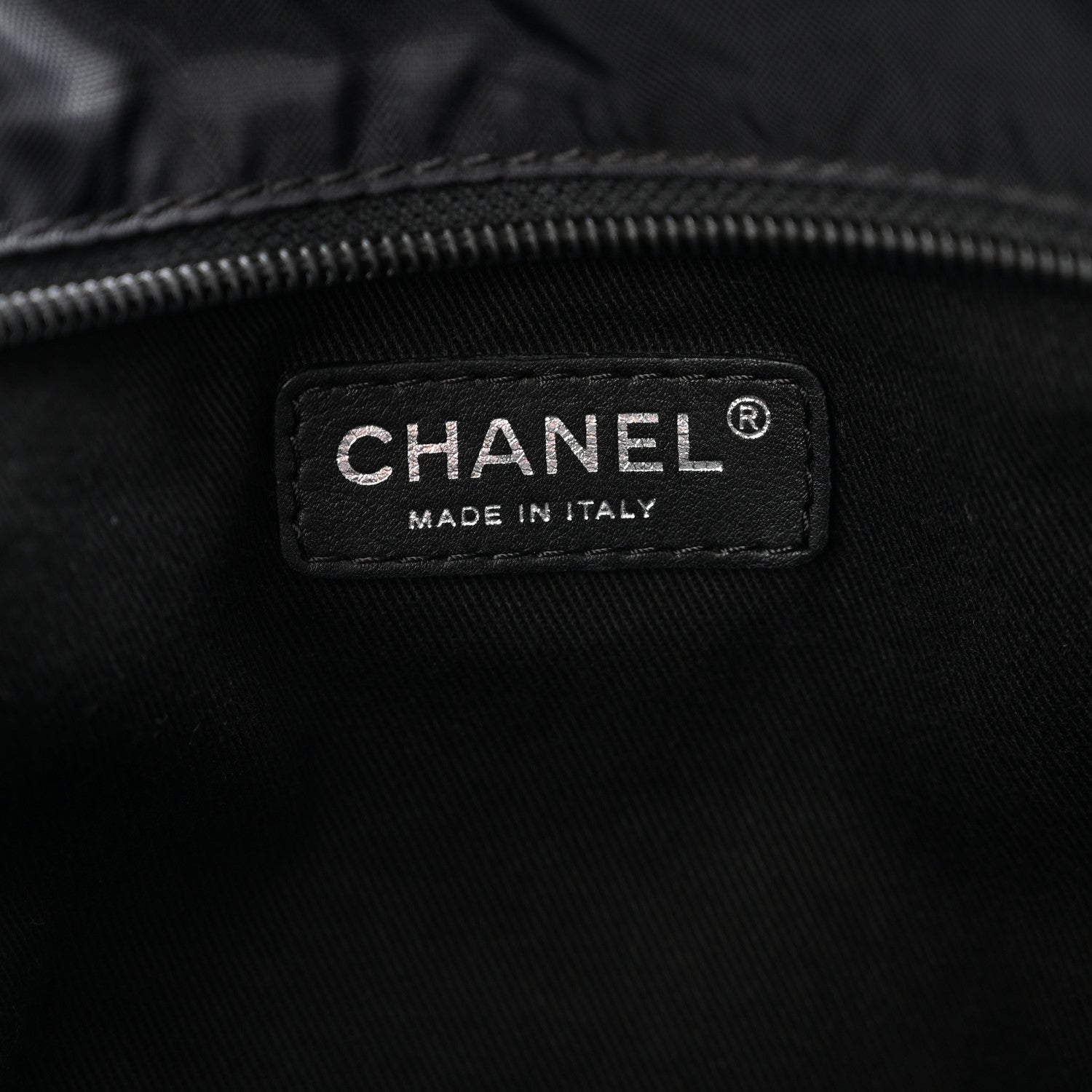 Nylon Calfskin Quilted CC Paris New York Tote Bag Black