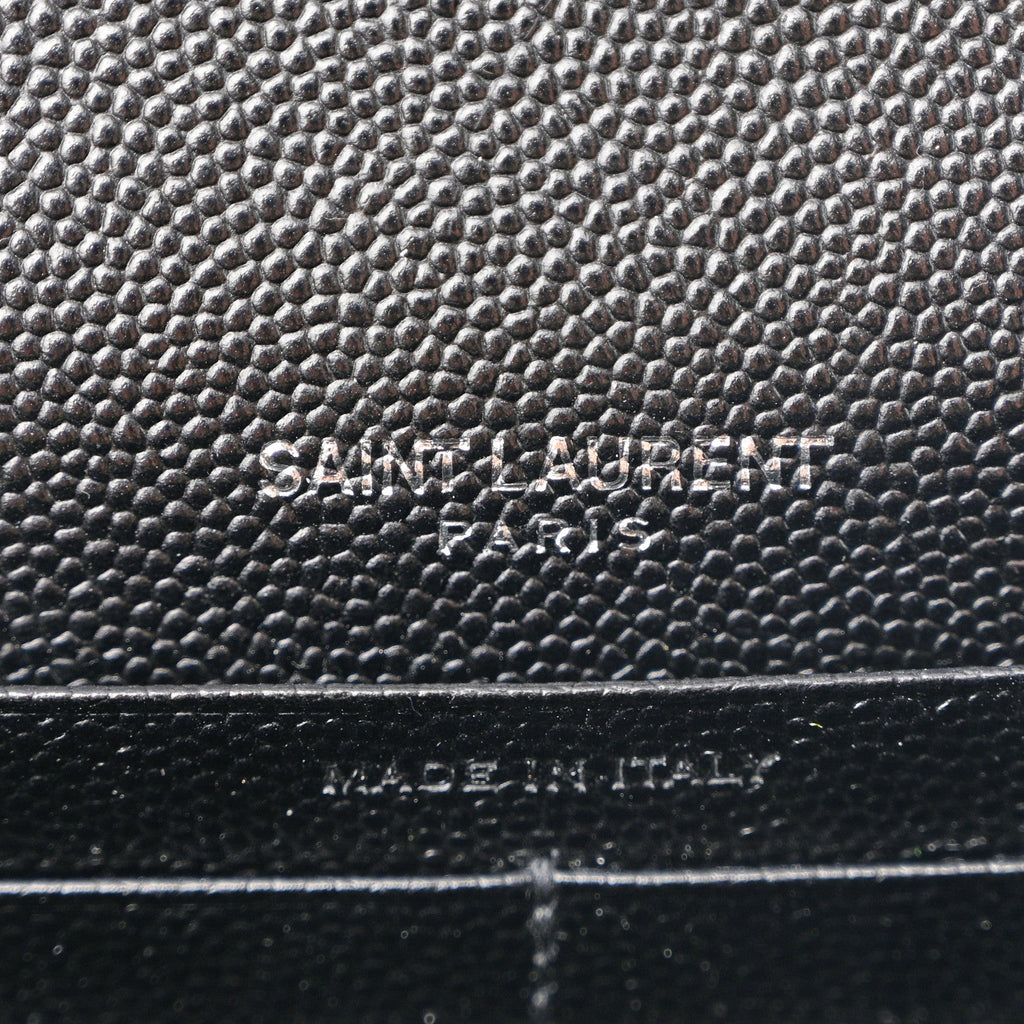 Grain De Poudre Matelasse Chevron Monogram Envelope Chain Wallet Black