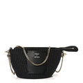 X MIFUKO Raffia Calfskin Mini Chain Basket Black