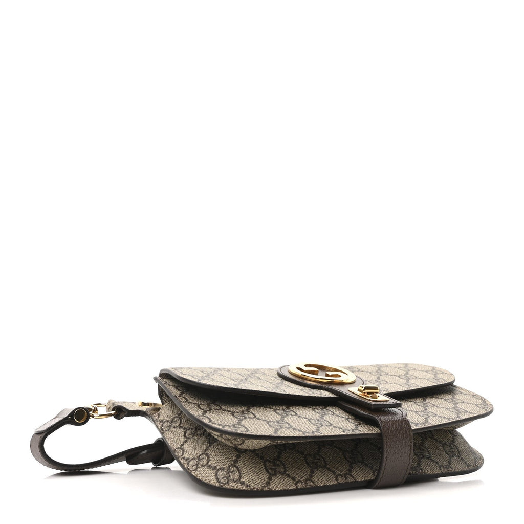GG Supreme Monogram Textured Dollar Calfskin Blondie Belt Bag Beige Ebony New Acero Beige Ebony New Acero