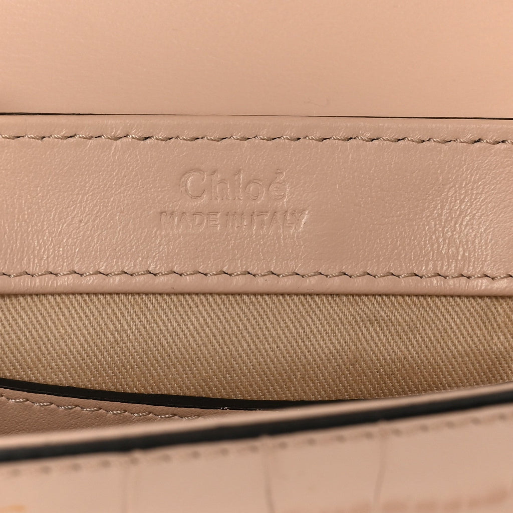 Calfskin Crocodile Embossed Mini C Double Carry Cement Pink