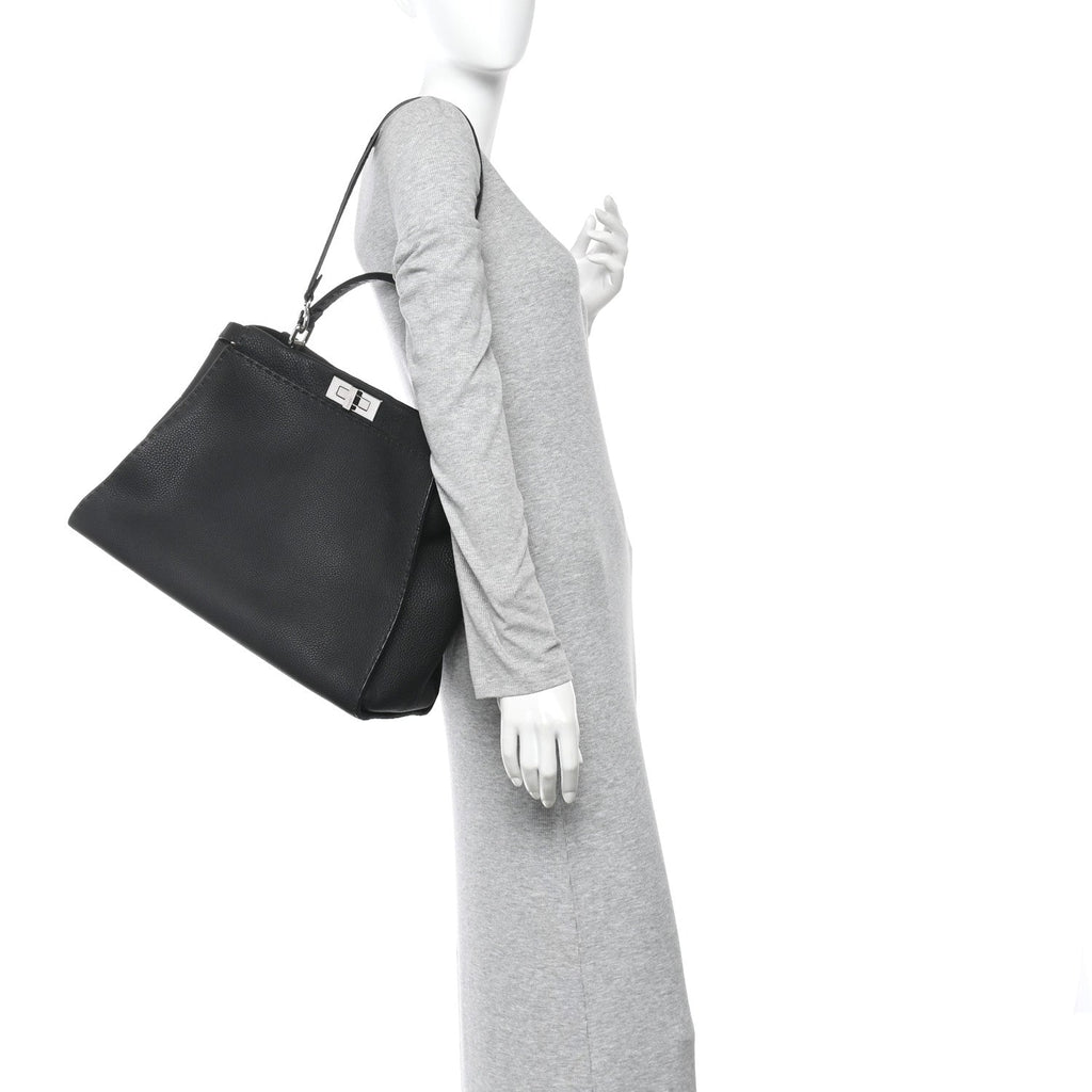 Cuoio Romano Selleria Bi-Color Large Peekaboo Iconic Satchel Black Mou