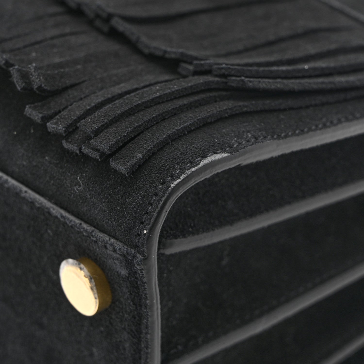 Suede Fringe Nano Sac De Jour Black