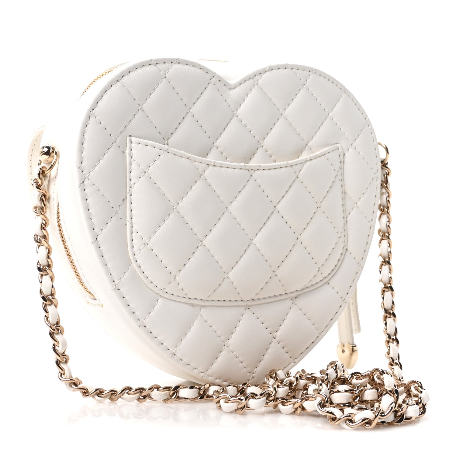Lambskin Quilted CC In Love Heart Bag White