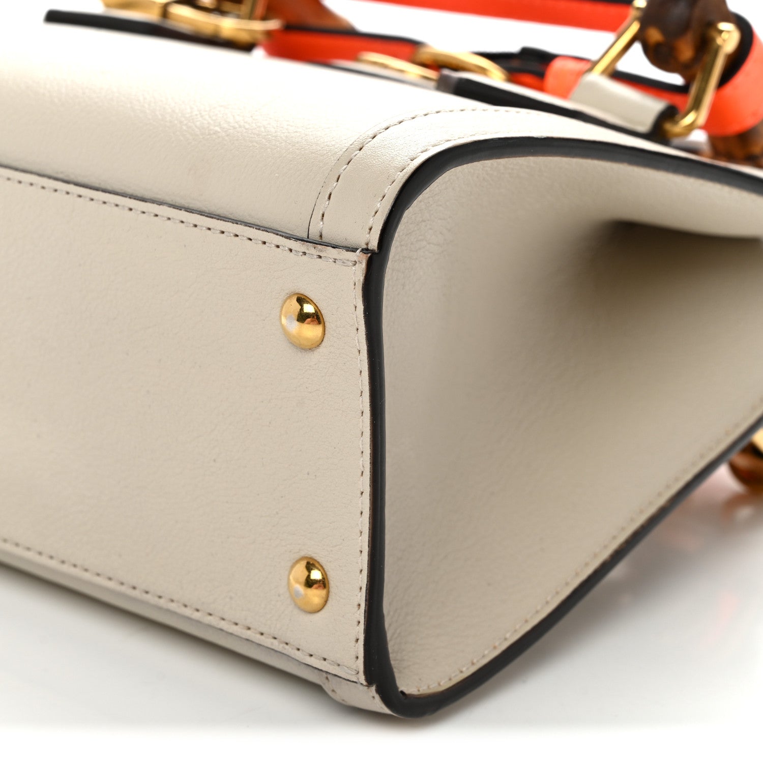 Wonka Grain Calfskin Mini Diana Tote Bag Mystic White Orange Fluo
