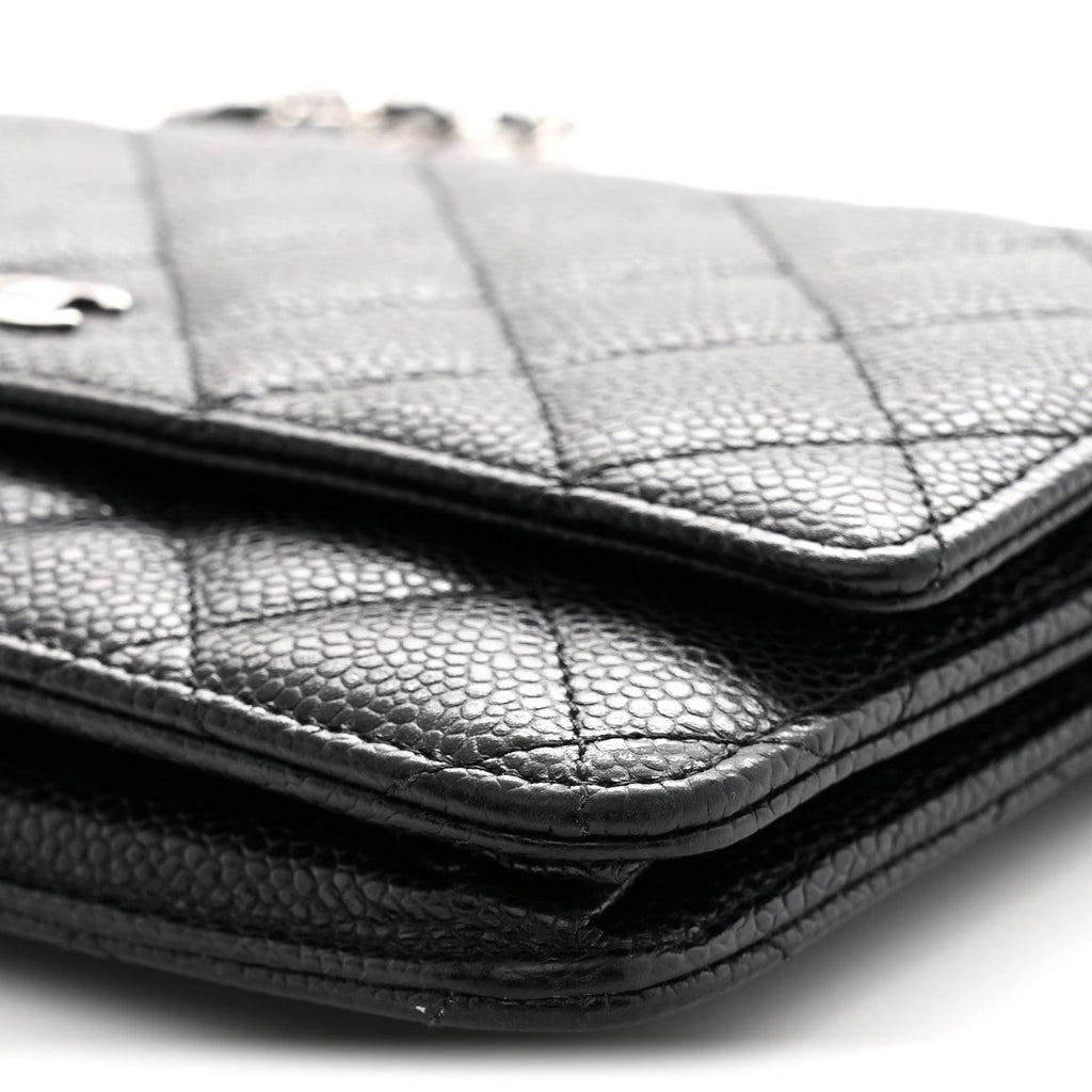 Caviar Quilted Wallet on Chain WOC Black