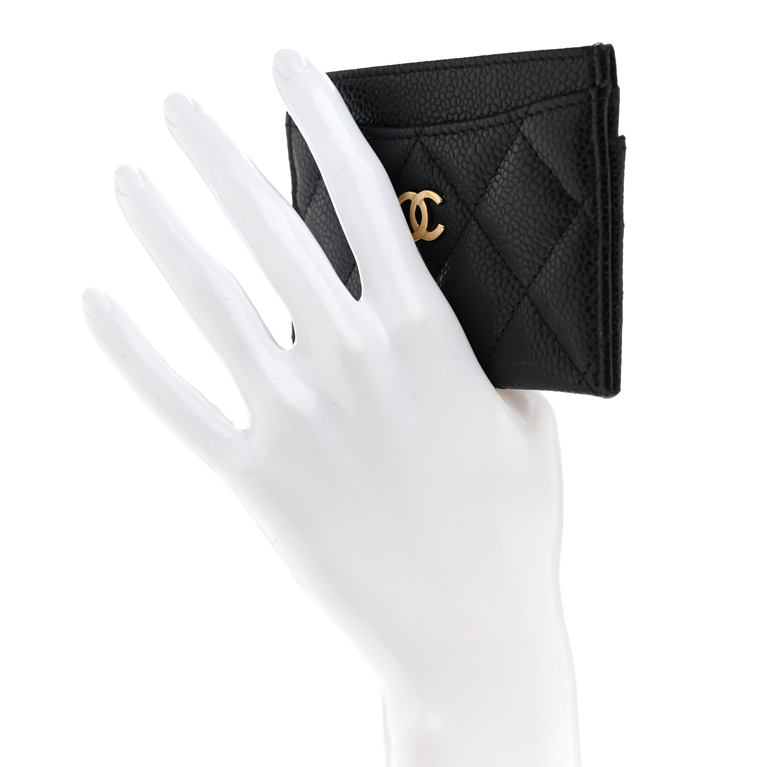 Caviar Quilted Card Holder Black