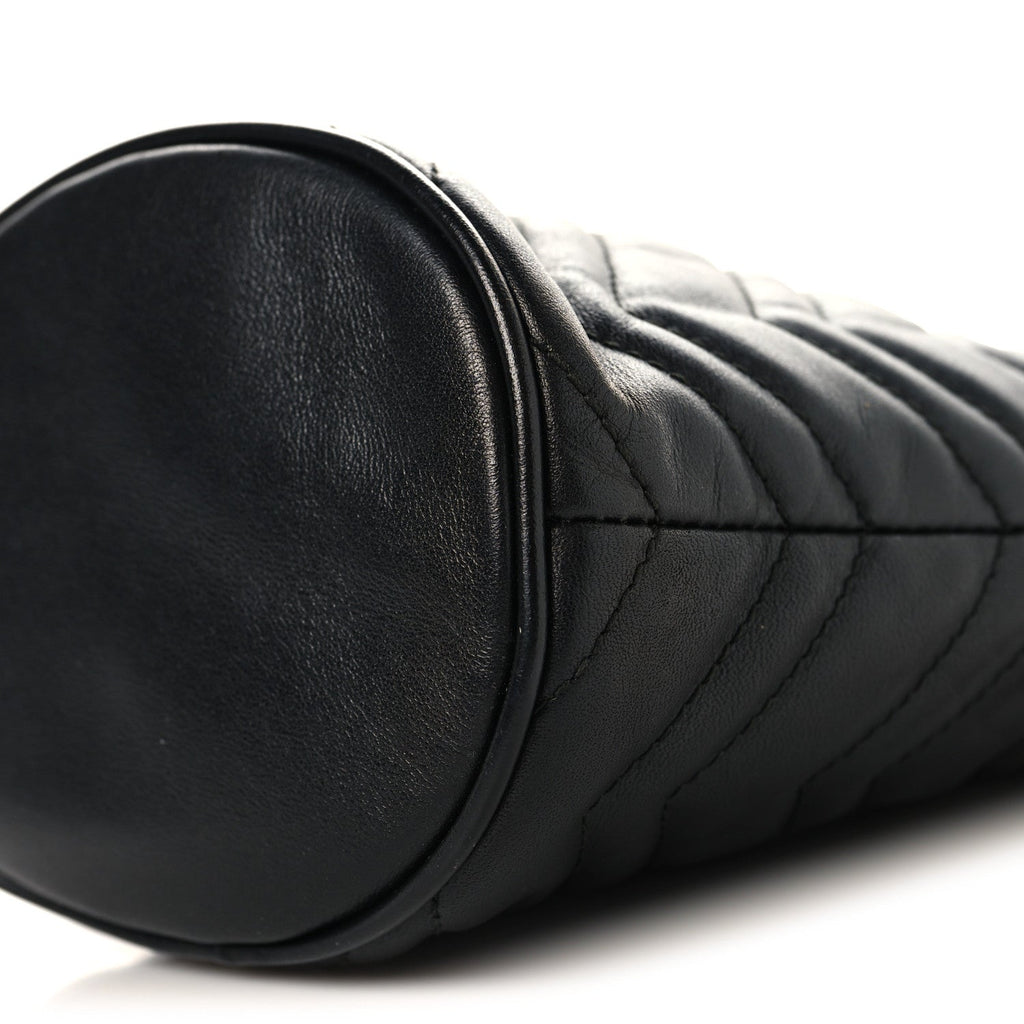Calfskin Matelasse Mini GG Marmont 2.0 Bucket Bag Black