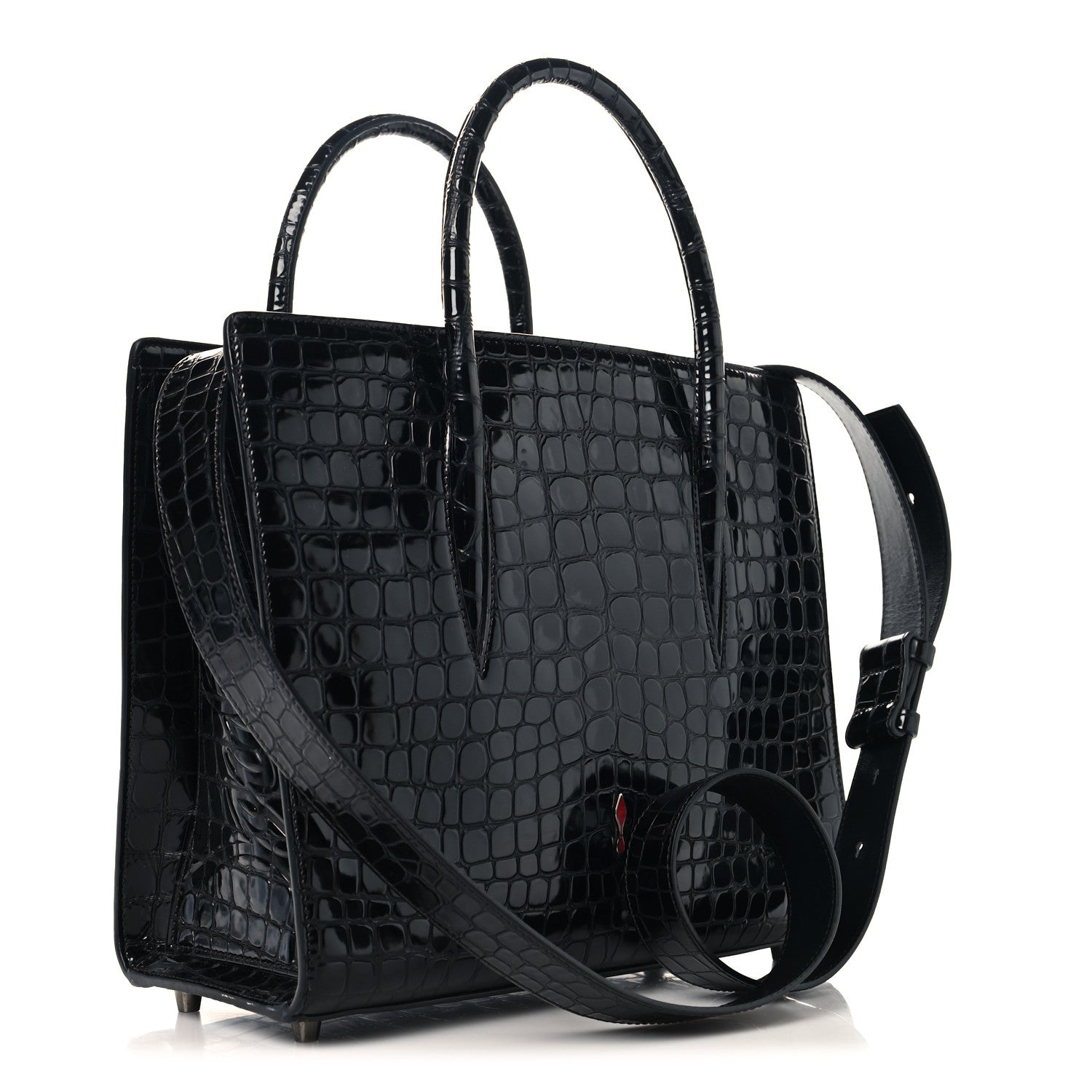 Calfskin Crocodile Embossed Studded Medium Paloma S Black