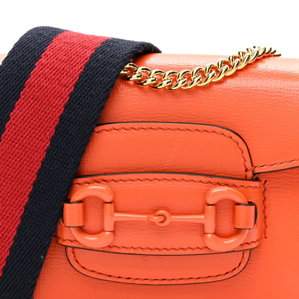 Azalea Calfskin Web Monochrome Horsebit 1955 Wallet On Strap Orange
