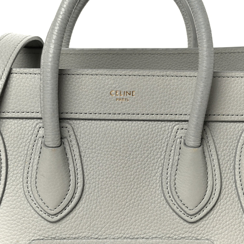 Drummed Calfskin Nano Luggage Pearl Blue