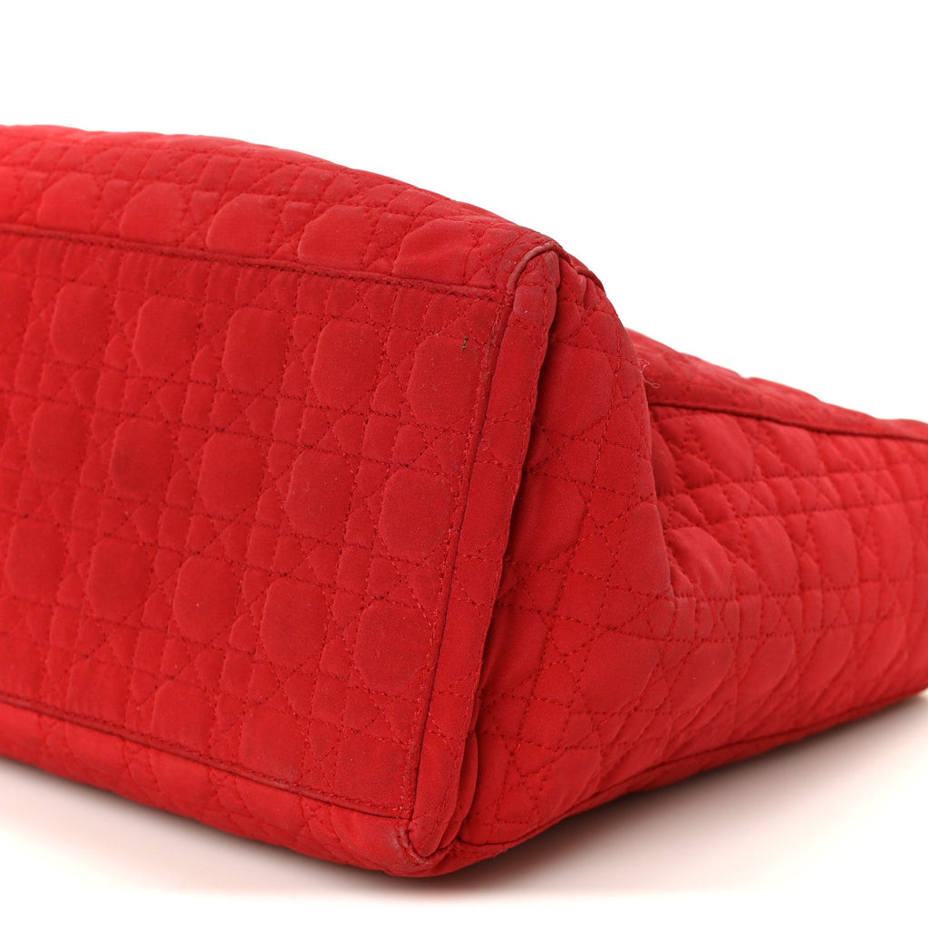 Nylon Cannage Medium Lady Dior Red