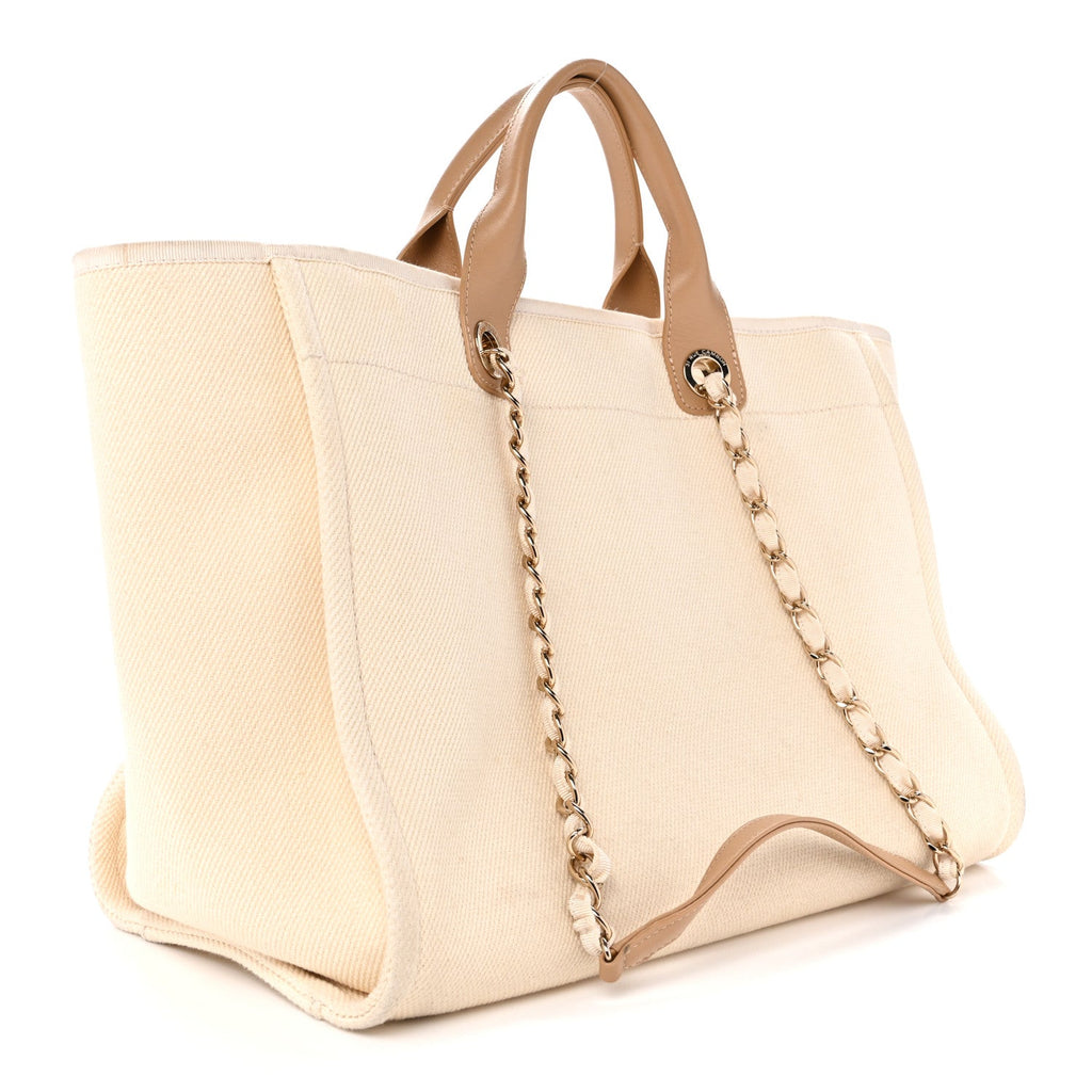 Canvas Pearl Medium Deauville Tote Ecru Beige