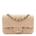 Braided Raffia Quilted Mini Rectangular Flap Dark Beige