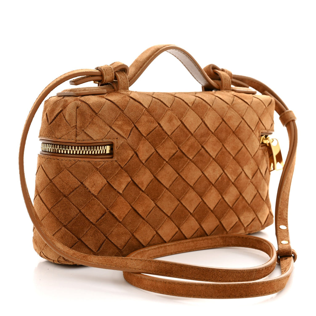 Suede Intrecciato Bang Bang Vanity Case Amber