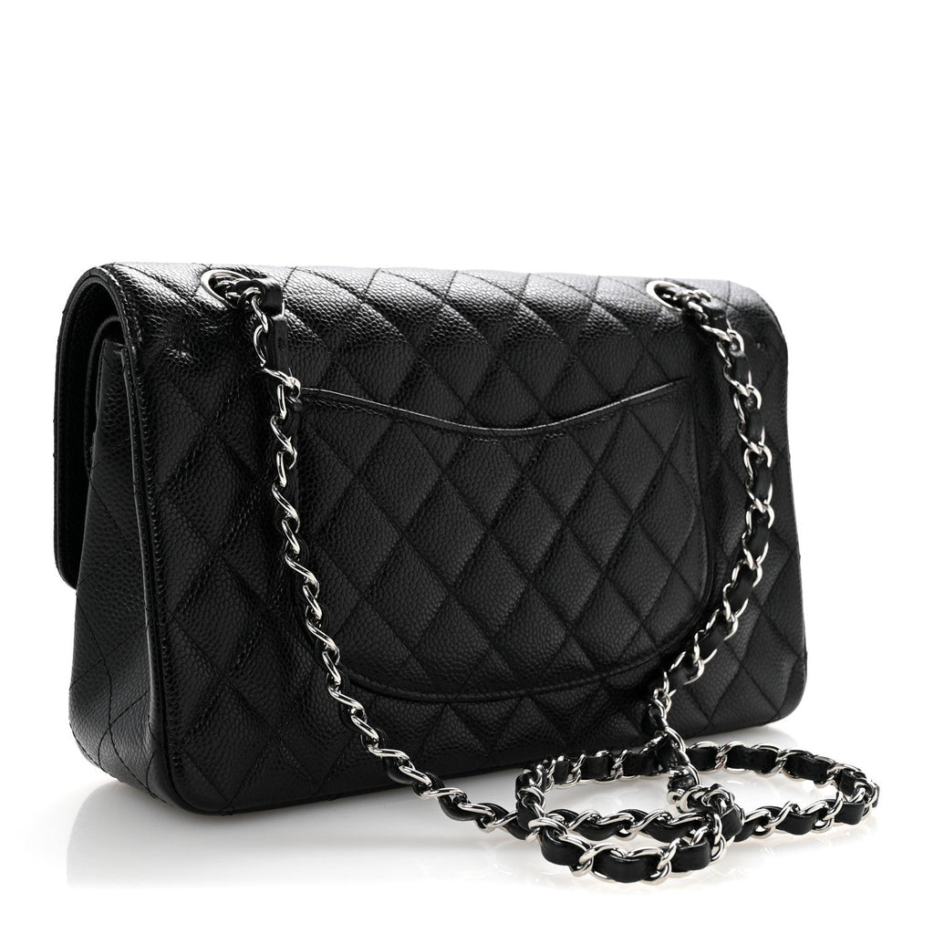 Caviar Quilted Medium Double Flap Black
