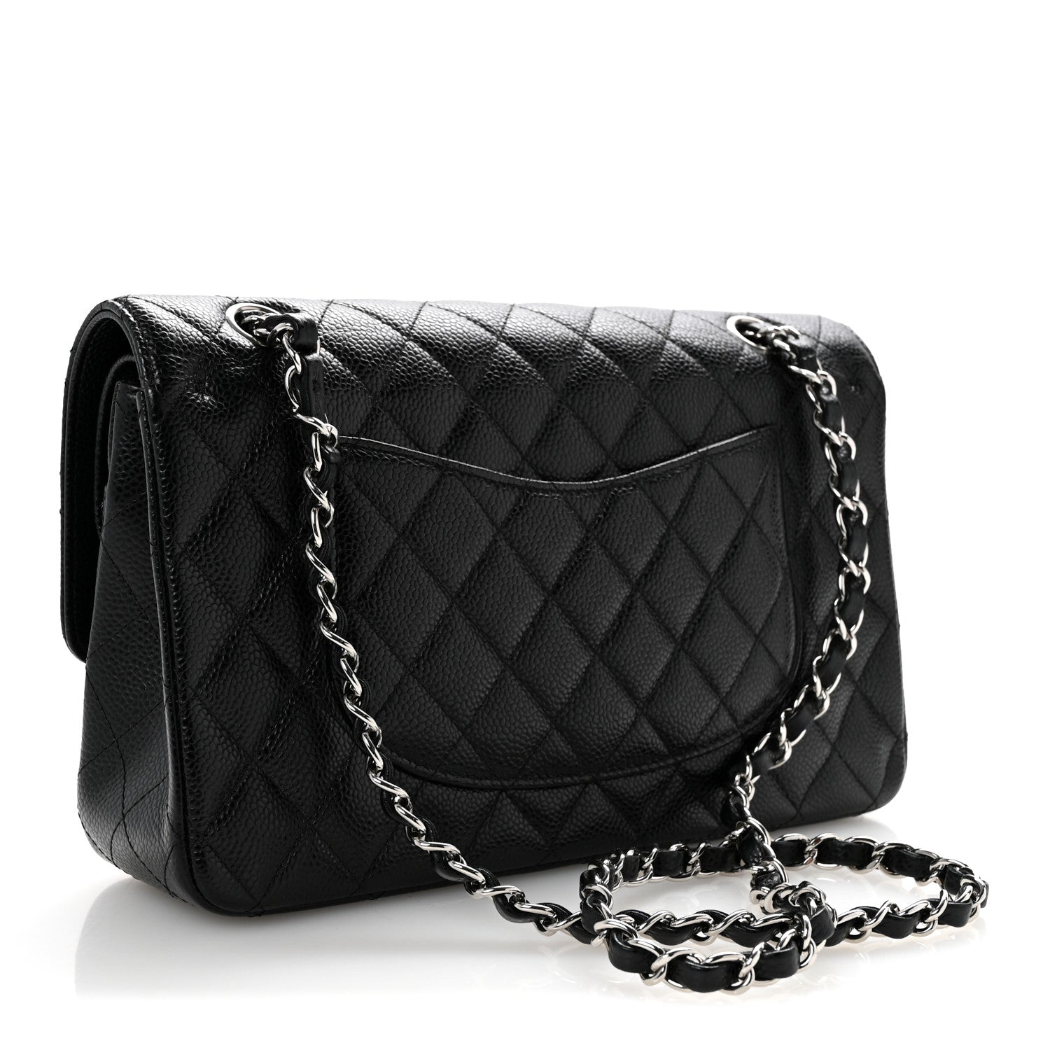 Caviar Quilted Medium Double Flap Black