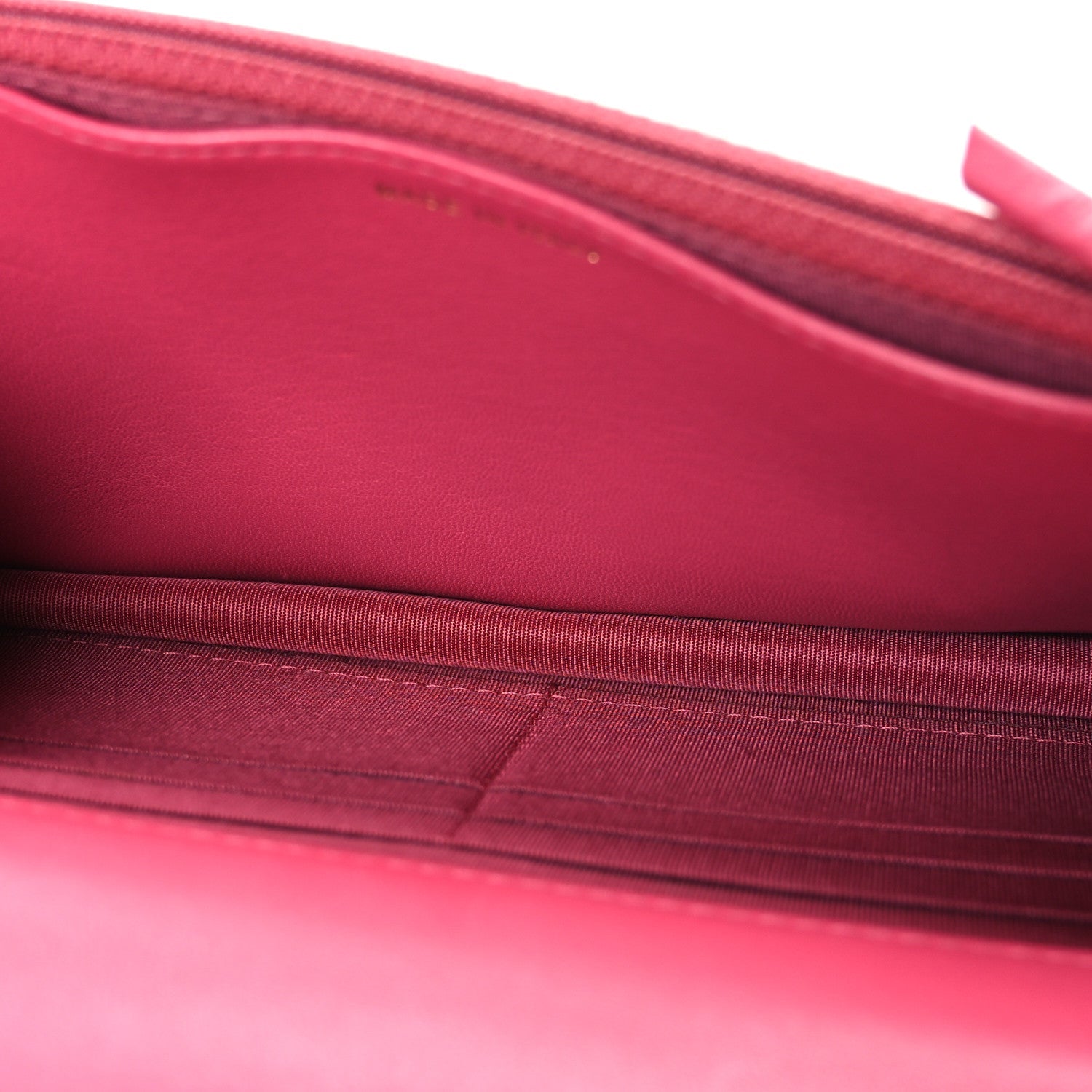 Lambskin Chevron Quilted Trendy CC Wallet On Chain WOC Dark Pink
