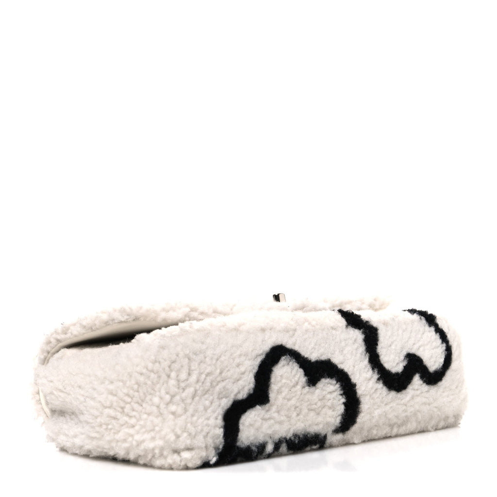 Wool Shearling Medium Single Flap White Black