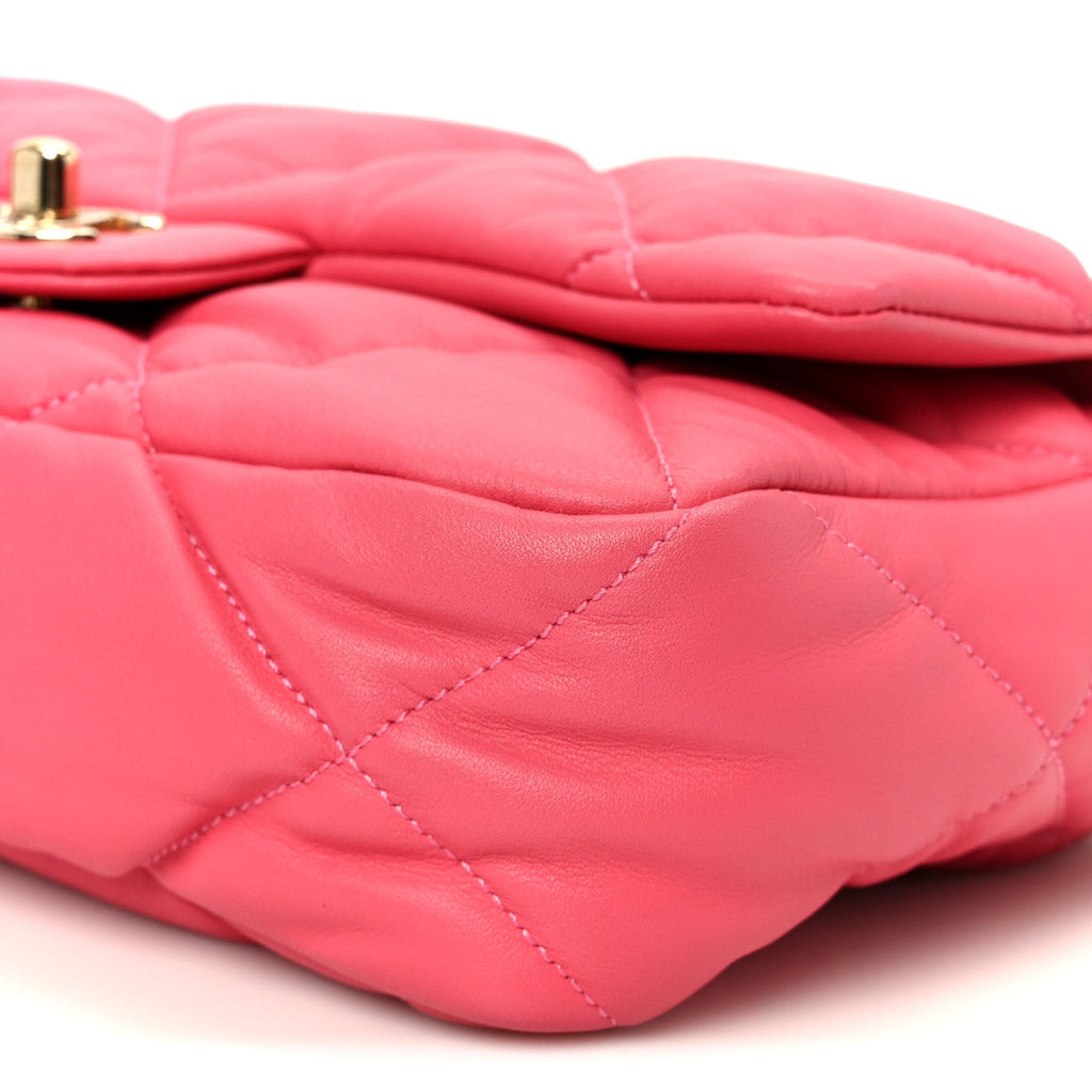 Calfskin Quilted Medium Bubbly Flap Pink
