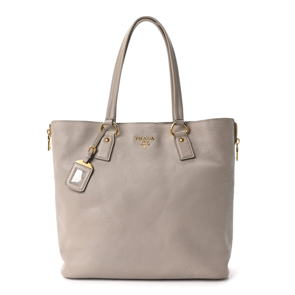 Vitello Daino Side Zip Shopper Tote Pomice