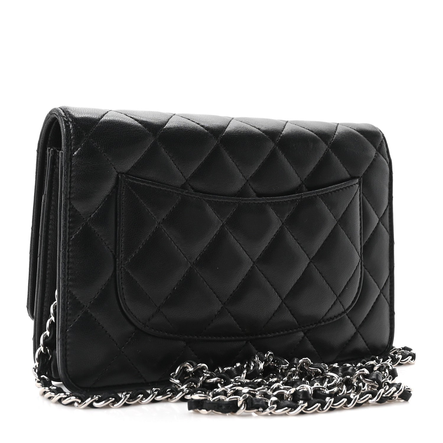 Lambskin Quilted Wallet On Chain WOC Black
