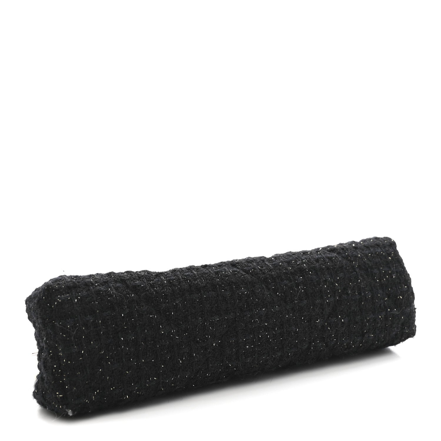 Tweed Quilted Kiss Lock Clutch Black