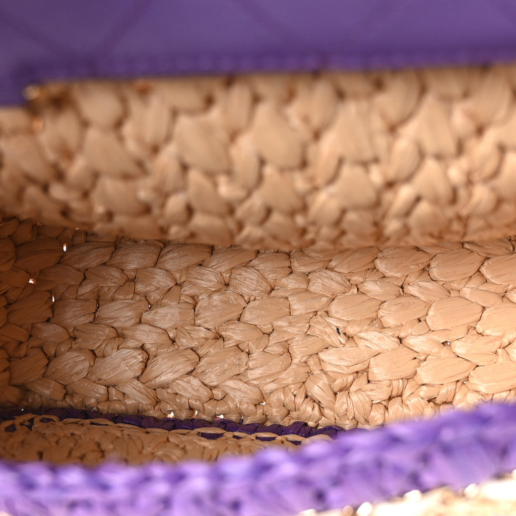 Raffia Chain Venice Beach Mini Flap Bag Beige Purple