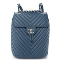 Calfskin Chevron Quilted Small Urban Spirit Backpack Blue